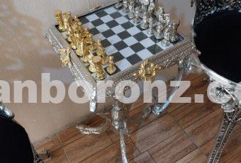 میز شطرنج نقره ای پایه ماهی